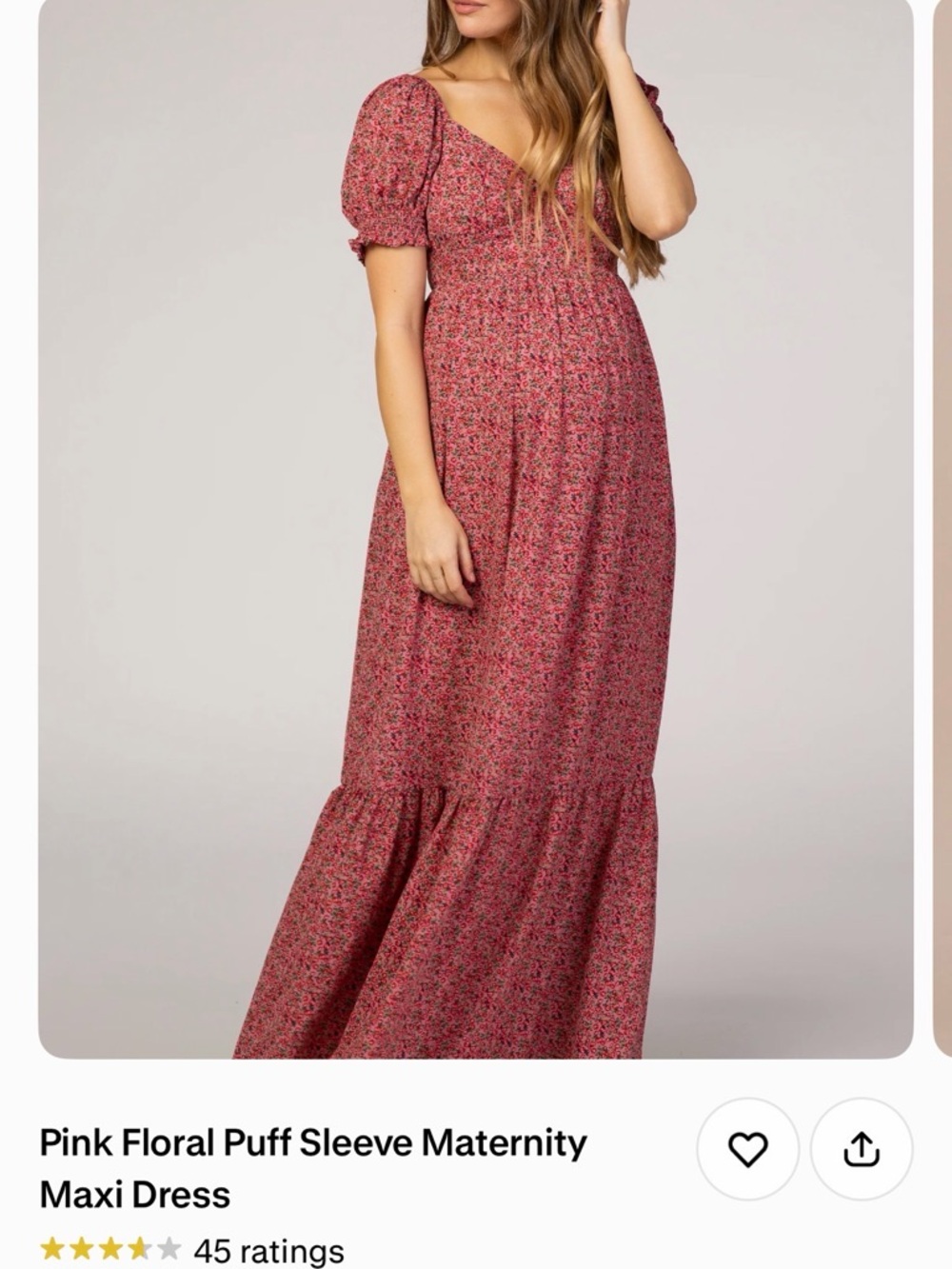 Pinkblush Rose-Pink Floral Puff Sleeve Maxi Dress